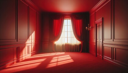 Red room empty concept interior decoration rustic lighting