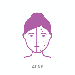 Hand-drawn icon of an Acne Face with a table on a white background