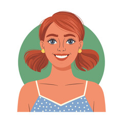 happy short hair woman flat portrait