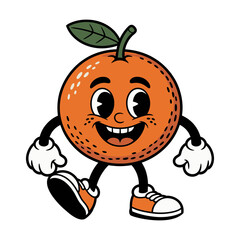 mandarin orange character mascot groovy vector