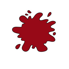 A red splash of paint on a white background