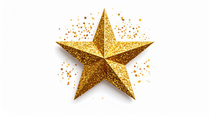 Obraz premium Shiny golden star icon isolated on white background, a festive gold vector illustration for Christmas holiday decoration, celebration symbol, and award ornament design with glitter and shine