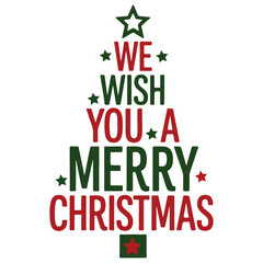 Obraz premium Christmas Tree Shape Text with Red and Green Colors