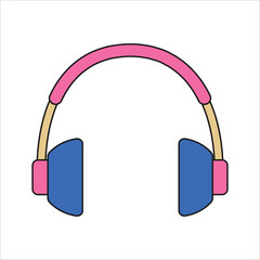 Retro colorful headphones illustration material