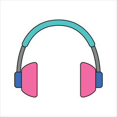 Retro colorful headphones illustration material