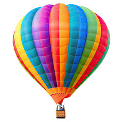 Fototapeta premium Colorful hot air balloon against black background. Basket beneath
