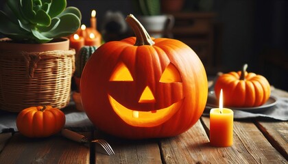 Halloween pumpkin with face concept decoration horror scary octuber