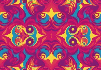 Abstract Colorful Swirls Pattern Vibrant Floral Design, Vector, Decorative, Artistic, Seamless, Texture.