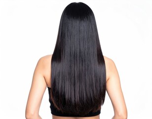 Naklejka premium Rear View Straight Black Hair Fashion Beauty and Hairstyle Image