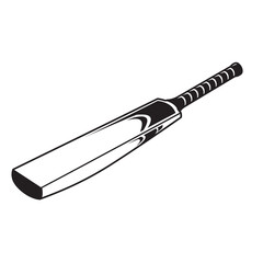 black and white silhouette of a cricket bat on a white background