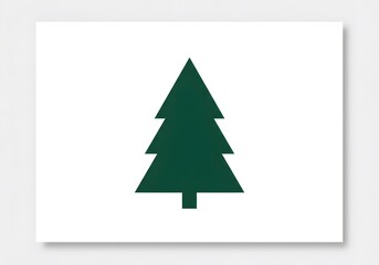 Minimalist Green Pine Tree Silhouette on White Background Nature, Forest, Evergreen Concept