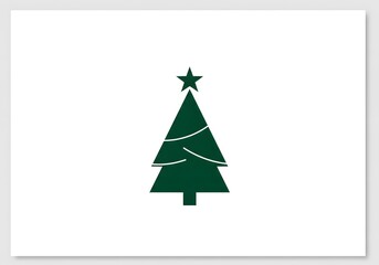 Fototapeta premium Green Christmas Tree Icon Illustration - Holiday Season, Festive Decoration Design.