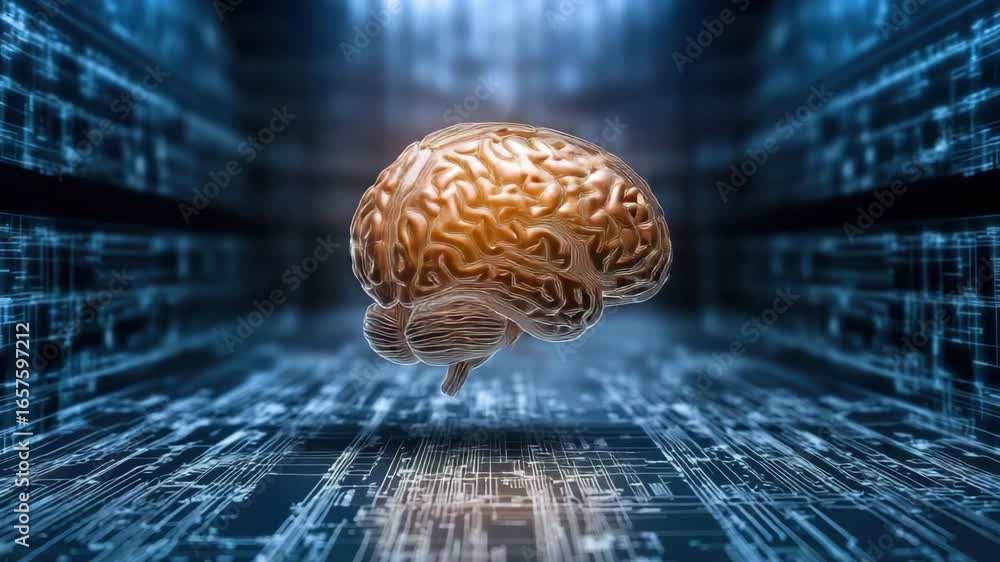 Aufkleber digital brain technology exploring neural networks and artificial intelligence futuristic design