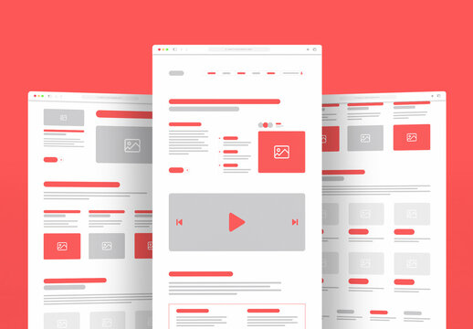 Minimal Wireframe Template Layout For Website UI