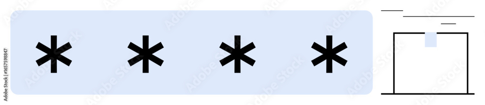 Poster four asterisks in a password field reflecting data protection and privacy. minimalist lock design sy