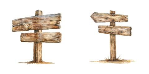 wooden sign post watercolor vector illustration © Dar
