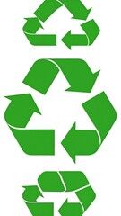 Obraz premium Three variations of a green recycling symbol