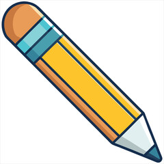 Pencil icon flat design vector isolated, Pencil Icon Flat Design. Pen Flat Line Icon with Editable Stroke. Checklist, Clipboard and Pencil Icon Flat Design on White Background. Pencil vector.