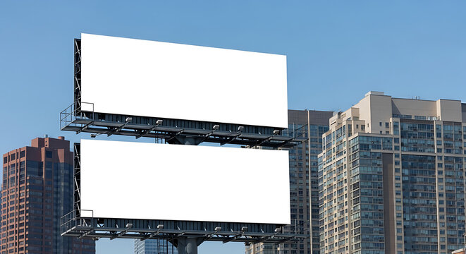 Blank Double Billboards for Urban Advertising Mockup