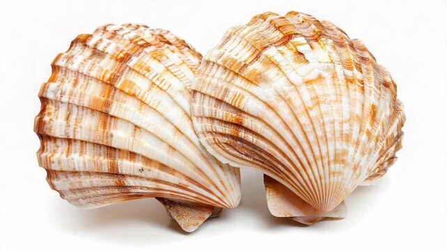 A close-up view of a shell on a white surface