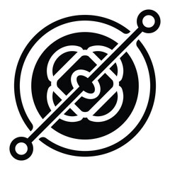 Monochrome Circular Design with Lines and Geometric Pattern Solid Icon.
