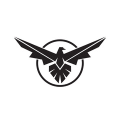 Phoenix mosaic icon logo silhouette with circle template. Eagle bird geometric design vector illustration symbol