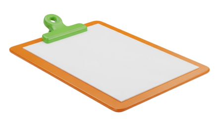 Orange Clipboard with Empty Paper Ready for Business Documents and Data Entry