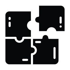  Four-Piece Puzzle Black Icon Symbolizing Connection and Unity.