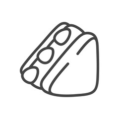 Cute strawberry sandwich. Hand drawn illustration of sweet dessert with white bread, whipped cream filling, and fresh berries. Kawaii sticker. Vector 10 EPS.