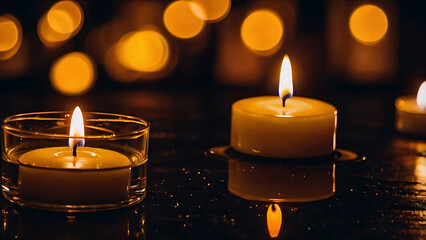 Colorful Candlelight Glow in Dark Ambience &ndash; Vibrant Flame Photography for Cozy Relaxation Mood, Spiritual Settings, Meditation Inspiration, Warm Lighting Ideas, 8K image 