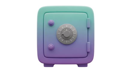 Pastel Purple and Turquoise Safe with Combination Lock Security Concept Illustration