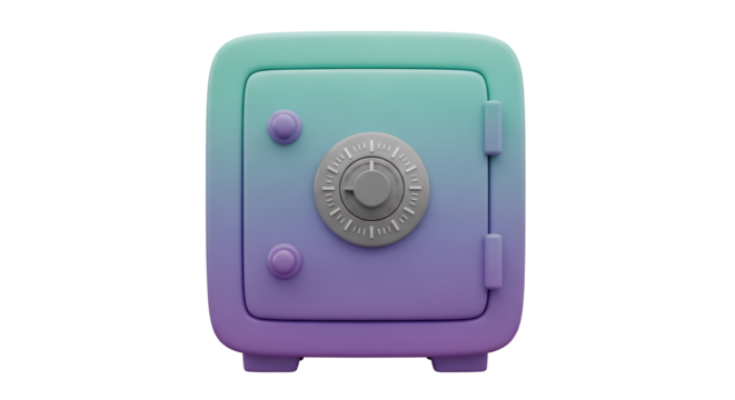 Pastel Purple and Turquoise Safe with Combination Lock Security Concept Illustration