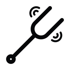 Vibrating Tuning Fork for Sound Representations in Black Icon.