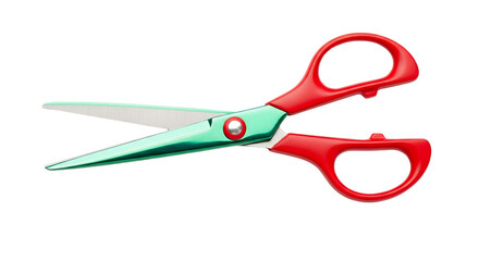 Red and Green Scissors Isolated on White Background for Crafting School or Office Use