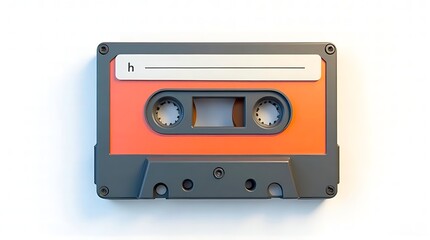 Fototapeta premium Retro cassette tape with blank label, nostalgic vibe