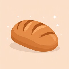 A stylized illustration of a loaf of bread, rendered in warm tones, with visible, distinct slices.
