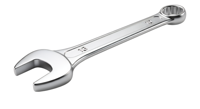 Single Combination Wrench Tool Isolated on White Background for Repair and Maintenance Concepts