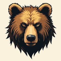 Fototapeta premium Vector Illustration of a Bear Head in Realistic Style with Detailed Fur and Intense Expression