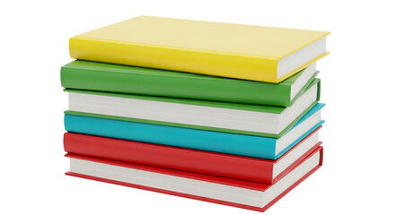 Stack of Colorful Books Isolated on White Background for Education and Learning Concepts