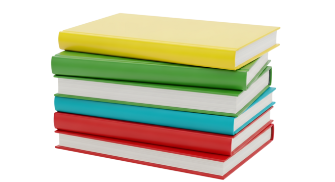 Stack of Colorful Books Isolated on White Background for Education and Learning Concepts