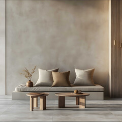 Create me different lifestyle scenarios I want them to be in a simple interior design with light colors I would like to have a wall where I can later edit products