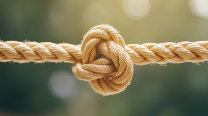 teamwork Rope Knotted Together Hands tying a knot in a rope, symbolizing the act of building teamwork and collaboration