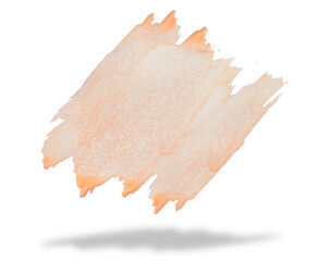 Isolated peach-colored watercolor brushstroke. Brushstroke textured porous appearance and edges...