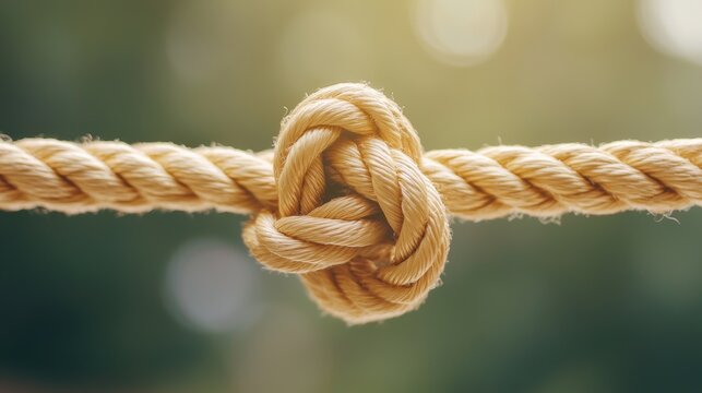 teamwork Rope Knotted Together Hands tying a knot in a rope, symbolizing the act of building teamwork and collaboration