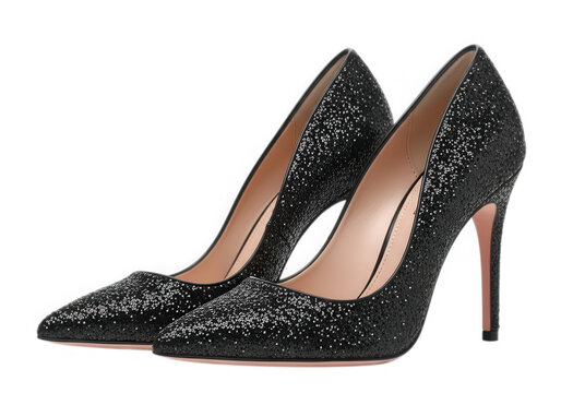Sparkly black high heel shoes fashion isolated on transparent background - Powered by Adobe