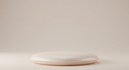 Soft Beige Minimalist Cushion Podium on Neutral Background for Product Display