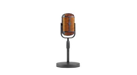 Vintage Microphone Isolated on Black Background for Music Recording and Broadcasting Concepts