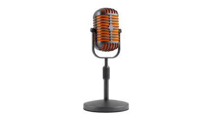 Vintage Retro Microphone Isolated on Black Background for Recording and Broadcasting Concepts