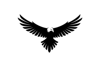 Obraz premium Stylized Bird in Flight: Monochrome Graphic isolated on transparent background