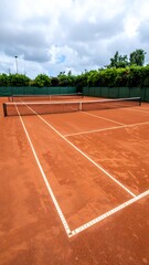 Tennis court on an overcast day